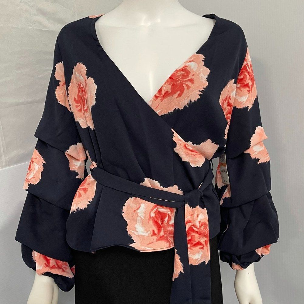 BarIII Long Sleeve Floral Blouse